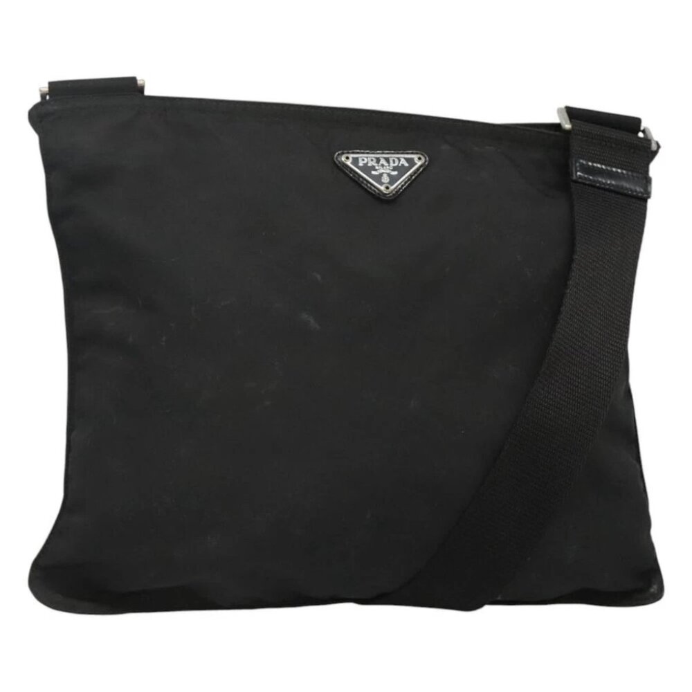 PRADA Shoulder Bag Nylon Black Silver